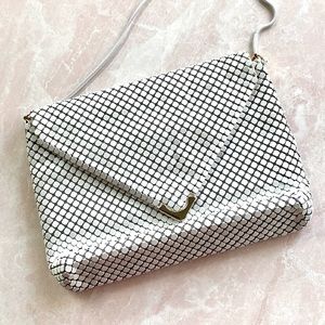Vintage La Regale White Metal Mesh Bag Gold Accents